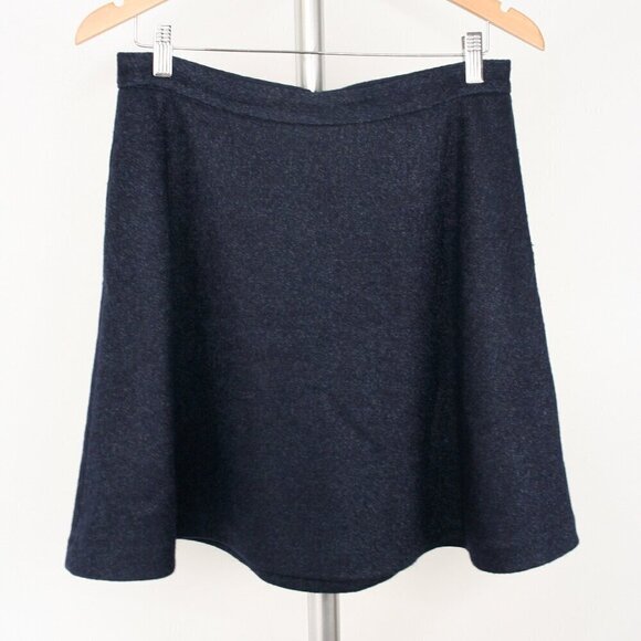 Banana Republic Factory Wool Blend Navy Blue Pockets A-Line Mini Skirt Sz 6 - Picture 1 of 10
